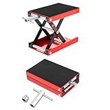 Donext バイクジャッキ バイクリフト モーターサイクルジャッキ 耐荷重500kg ゴムマット ソケット ハンドル付き バイク用 レッド