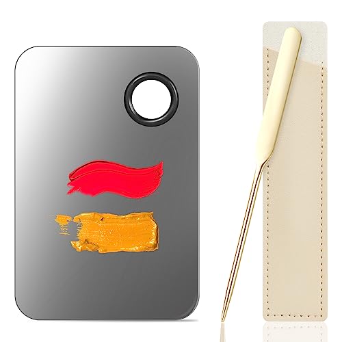 Aolso Stainless Steel Cosmetic Makeup Palette, 3Pcs Makeup Mixing Palette With Spatula Tool, Makeup Palette For Eye Shadow/Eyelash/Nail Art/Foundation, Palette Spatula Kit(Champagne) #TOP4