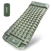 Hioutdoor Isomatte Selbstaufblasend 10CM Camping Ultraleicht Aufblasbare Mit Fußpresse Pumpe Für Outdoor Wandern Strand Backpacking Zelt Matratze Schlafmatte Campingmatte (Grün)