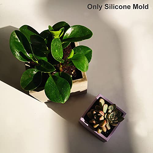 Silicone Molds for Concrete Flower Pot, 4.7 inch Square Planter Mold Concrete Moulds for DIY Handcraft Succulent Bonsai Flowerpots Home Office Tabletop Decorating Container(Color:Square 4.7 inch) by PURATEN - Used condition - Image 7