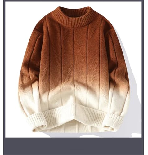 Men's Contrast Knit Sweater Long Sleeve Crew Neck Warm Loose Casual Pullover Sweaters4