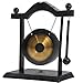 HOMSFOU 1 Set Gong with Stand and Mallet Feng Shui Brass Gong Chinese Gong Desktop Vintage Chimes Asian Gong Bell Chinese Traditional Desk Bell Percussion Instrument