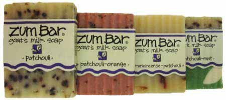 Indigo Wild Patchouli Four Ways Zum Bars Goat's Milk Soap, 3 Oz. Each: Patchouli, Patchouli-Orange, Frankincense-Patchouli & Patchouli-Mint