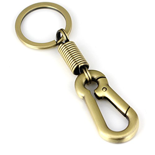 Image of maycom Retro Style Simple Strong Carabiner Shape Keychain Key Chain Ring Keyring Keyfob Key Holder (Bronze)