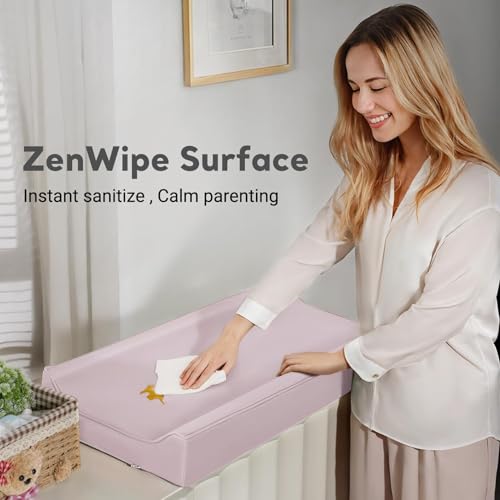 Baby Changing Pad, Waterproof Diaper Changing Pad for Dresser and Table, Leather Wipeable and Easy to Clean, Light Pink 78 * 40 * 11Cm - Image 3