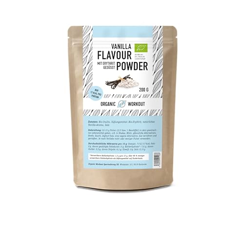 Bio Vanille Geschmackspulver - Leckerer Geschmack und Süße - ohne künstliche Süßstoffe- Vielseitig einsetzbar für Lebensmittel & Getränke - Flavour Powder - Organic Workout (1er)