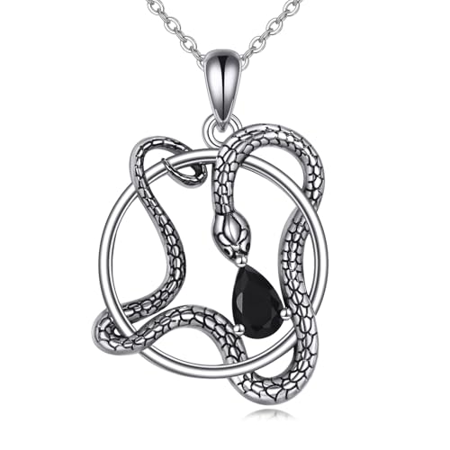 Colgante de serpiente plata contra malas energías collar turmalina negra VONALA
