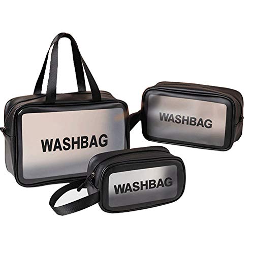 Lidylinashop Bolsa Maquillaje Neceser Transparente Claro de la Bolsa Bolsas de Viaje para Mujer Bolsas de Maquillaje para Mujer Claro Bolsa de cosméticos Black,3PCS Cover