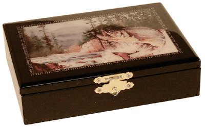 Caja de madera lacada con 2 barajas de póker miniatura 2