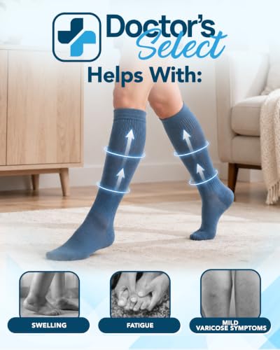 Image of Doctor's Select Bamboo Viscose Light Compression Socks for Women & Men - 3 Pairs, 8-15 mmHg Compression Socks, Knee High