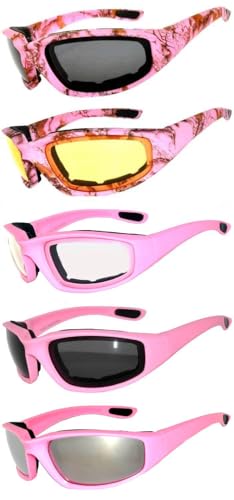 Image of OWL Motorcycle Riding Sport Sunglasses Assorted Color Multipacks, Unisex Foam Padded Wind Blocking Glasses UV400 Protection