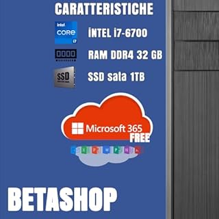 PC Fisso Desktop NUOVO pronto all'uso • Intel core i7-6700 • 32GB RAM DDR4 • 1TB SSD • Windows 11 Pro • Office 365 • WiFi • DVD • Ideale per ufficio e attivita' professionali • Garanzia 2 anni