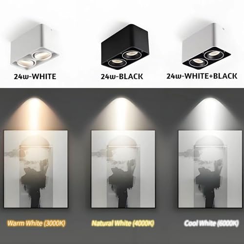 Spotlight LED encastrable 24W carrée orientable 3000K pour bureau et hôtel - 8