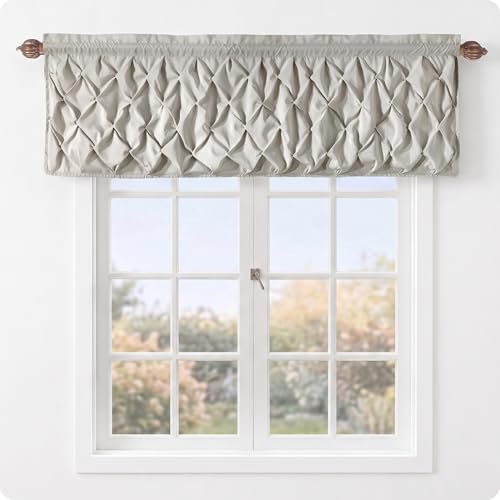 VCNY Home Pintuck Valance Curtain with Rod Pocket Top - Nola Taupe | 60' x 20' | Light Filtering...