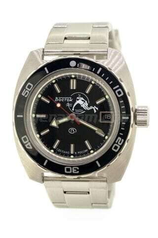 Vostok Wostok Amphibia Scuba Dude 2416/170600 Military Diver - Orologio da sub meccanico russo da 200 m, cinghie