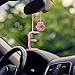 Handmade Initial Letter Pendant for Rearview Mirror,Cute Car Decor Charm Ornament, Personalized Pink Crochet Accessories for Women,Girly Automotive Interior Decorations Random Floral(E)