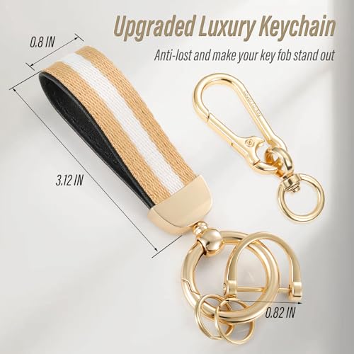 Image of Key Fob Cover for Cadillac, Gold Woven Loop Keychain