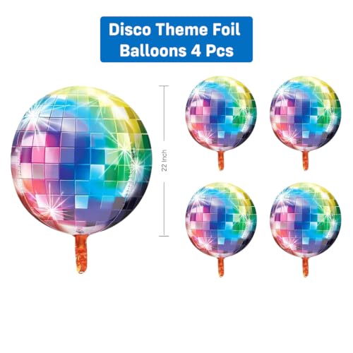 Image of Party Propz Disco Party Decorations - 4Pcs Multicolor Disco 4D Foil Balloon Decoration Kit Foil Balloons for Birthday Decoration, Disco Party, Anniversary, Bachelorette & Party Decorations (Foil)