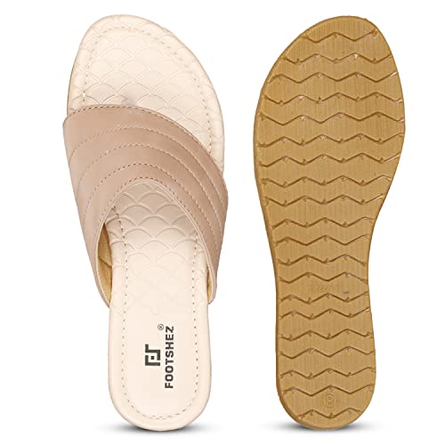 Image of Footshez Women's Synthetic Leather Slip On Comfortable Regular Fashion Slippers