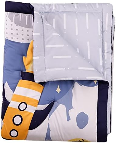HMtideby Baby Toddler Blanket Quilt Cot Comforter Crib Baby Quilts for Boys and Girls Nursery Bed Throw Blanket 84x107cm-Blue Rocket