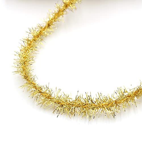Hananona 50 Yards Christmas Tinsel Garland Golden Glitter Metallic Tinsel Garland Twist Tinsel Garland Decoration For Christmas Tree Supplies (Gold) #TOP2