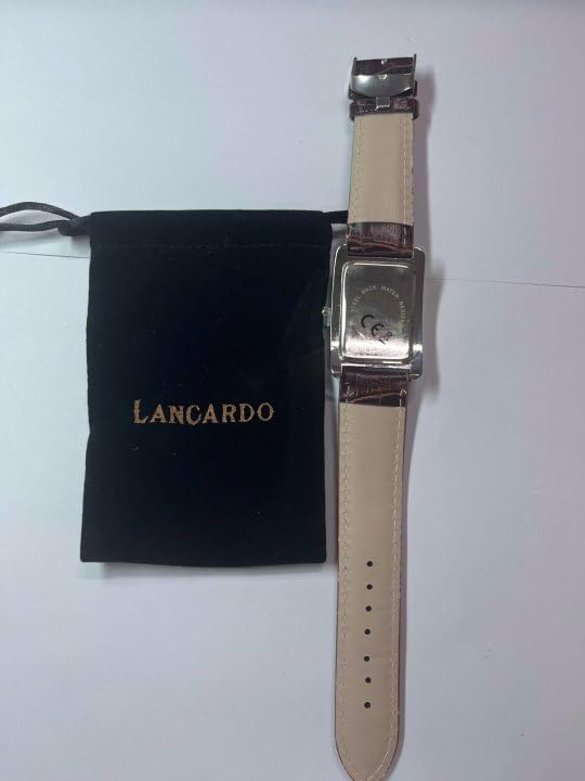 Lancardo Retro Vintage Square Quartz Analog Watch Silver Tone Case Crocodile Pattern Brown Leather Business Casual Dress Wrist Watch M-Brown image 13 of 14 B01I9KCN0C