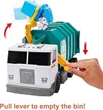 Matchbox 38.1 cm ciężarówka do recyklingu, światła i dźwięki, karty z zabawkami dla dzieci wykonane w 80% z tworzywa sztucznego z certyfikatem ISCC * (podejście do bilansu masy)
