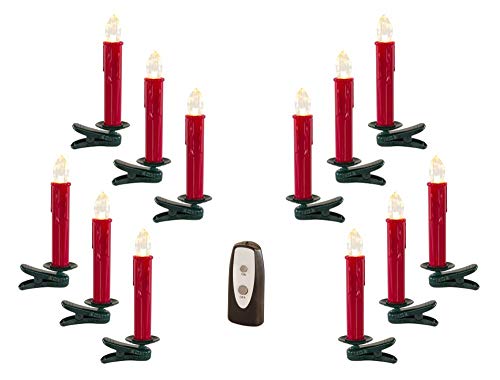 Diva At Home 24 Red and Green Decorative Artificial LED Clip-On Taper Candle 6.5