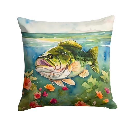 Caroline's Treasures Largemouth Bass Throw Pillow Machine Washable, Indoor Outdoor Decorative Pillow for Couch, Bed or Patio, 18Hx18W