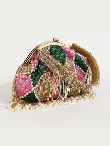 Image of THE TAN CLAN Ava Pearl Batua Bag for women Purses Luxury Evening Handbags for ladies with Magnetic Closure