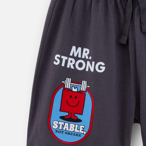 Image of Nap Chief Kids Pure Cotton Official Mr. Men Characters Boys & Girls Co ord Sets, T Shirt and Shorts for Casual Wear