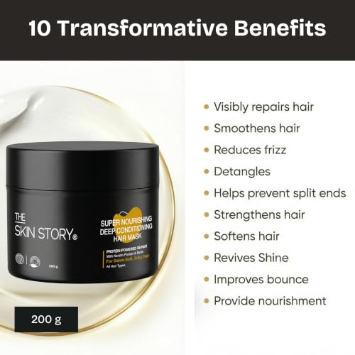 Image of The Skin Story Argan Oil Hair Mask | Nourishing Deep Conditioning smoothening | For Frizzy, Dry, Damaged, Chemically Treated Hair | With Keratin & Vitamin E | Spa Cream for Straight or Curly hair | Sulphate Free Paraben Free (200g)