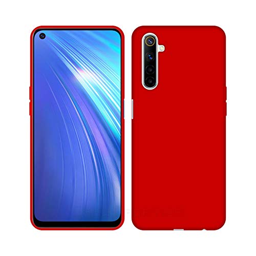 Image of Case Creation Luxurious OG Series for Realme 6i Case Cover,Anti-Dirty Slim Case Frosted Matte Cute Candy TPU Raised Bezel (Splash of Color) Back Cover for Realme 6i - Glamour Red