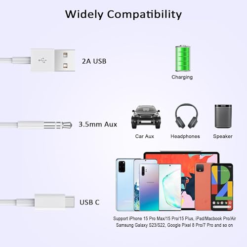 Cable auxiliar USB C a 3.5 mm para cargar el móvil mientras escuchas música 3