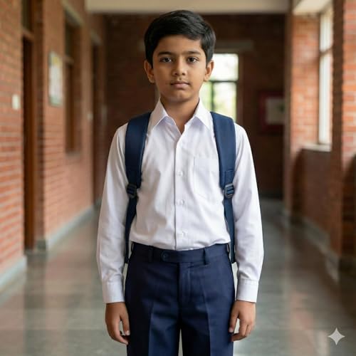 Image of Durga Uniform & Stationers Unisex White School Uniform Shirt | Full Sleeves |100% Cotton | Regular Fit
