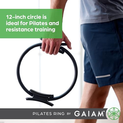 Image of Gaiam Pilates Ring Fitness Circle, Toning Arms, Legs & Core | 15 inch Magic Circle | Foam Padded Handles | Lightweight & Flexible | Home & Studio | Includes Exercise Guide
