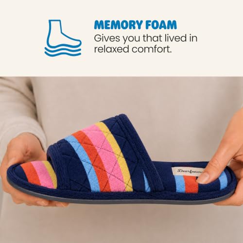 Image of Dearfoams womens Slipper Memory Foam Summer House Shoe Beatrice Terry Slide