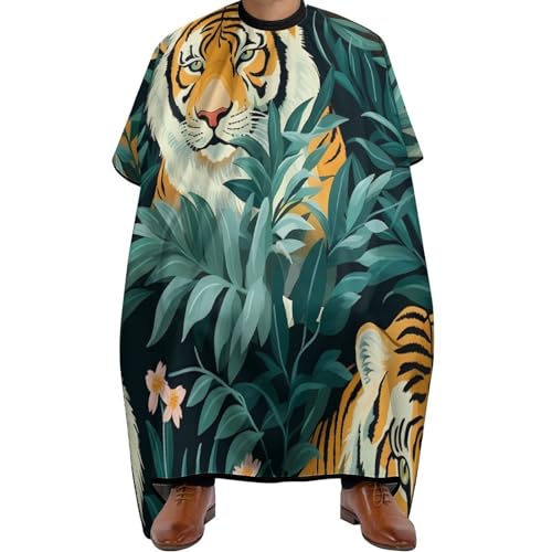 Leaf Animal Tiger Hair Cutting Cape for Men Women Waterproof Barber Cape Adjustable Salon Haircut Capes