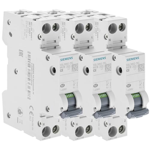 Lot de 3 Disjoncteurs électriques phase + neutre 2A