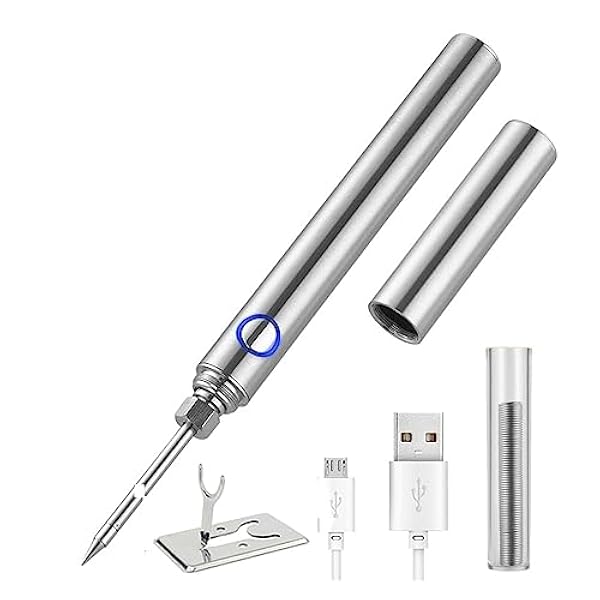 Lödning kit 15W trådlös lödkolv, USB-uppladdningsbar mini handhållen lödkolvsats, mikroelektronikreparationssvetsverktyg med lock (Color : Black- Tip C, Size : 1)