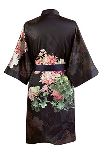 KIM+ONO Women's Charmeuse Kimono Robe Short - Watercolor Floral3