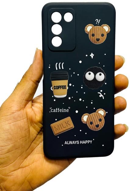 RM® Back Case Cover Compatible for Realme 9SE 5G | Cute Fun Cartoon 3D Ball | Coffee Silicone Case | Camera Protection | Body Protection | Shock Proof | Color Black