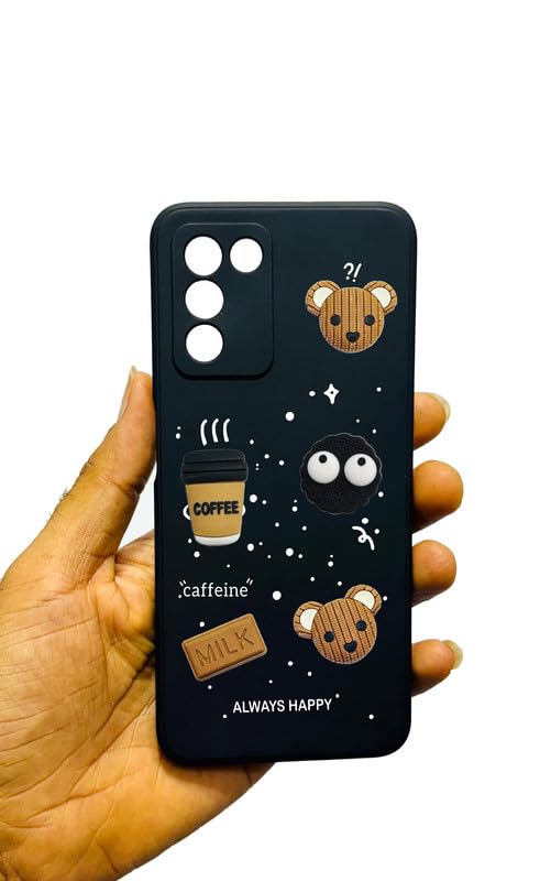 RM® Back Case Cover Compatible for Realme 9SE 5G | Cute Fun Cartoon 3D Ball | Coffee Silicone Case | Camera Protection | Body Protection | Shock Proof | Color Black