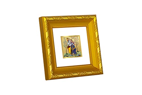 Image of Diviniti Radha & Krishna Gold Plated Wall Photo Frame, Table Decor| DG Frame 103 Size 1A and 24K Gold Plated Foil| Religious Photo Frame Idol For Pooja, Gifts Items (10.8 CM X 10.8 CM)