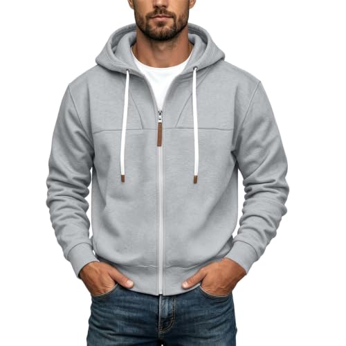 Mens Full Zip Hoodies Fashion Fleece Drawstring Hooded Sweatshirts Jackets - image 1