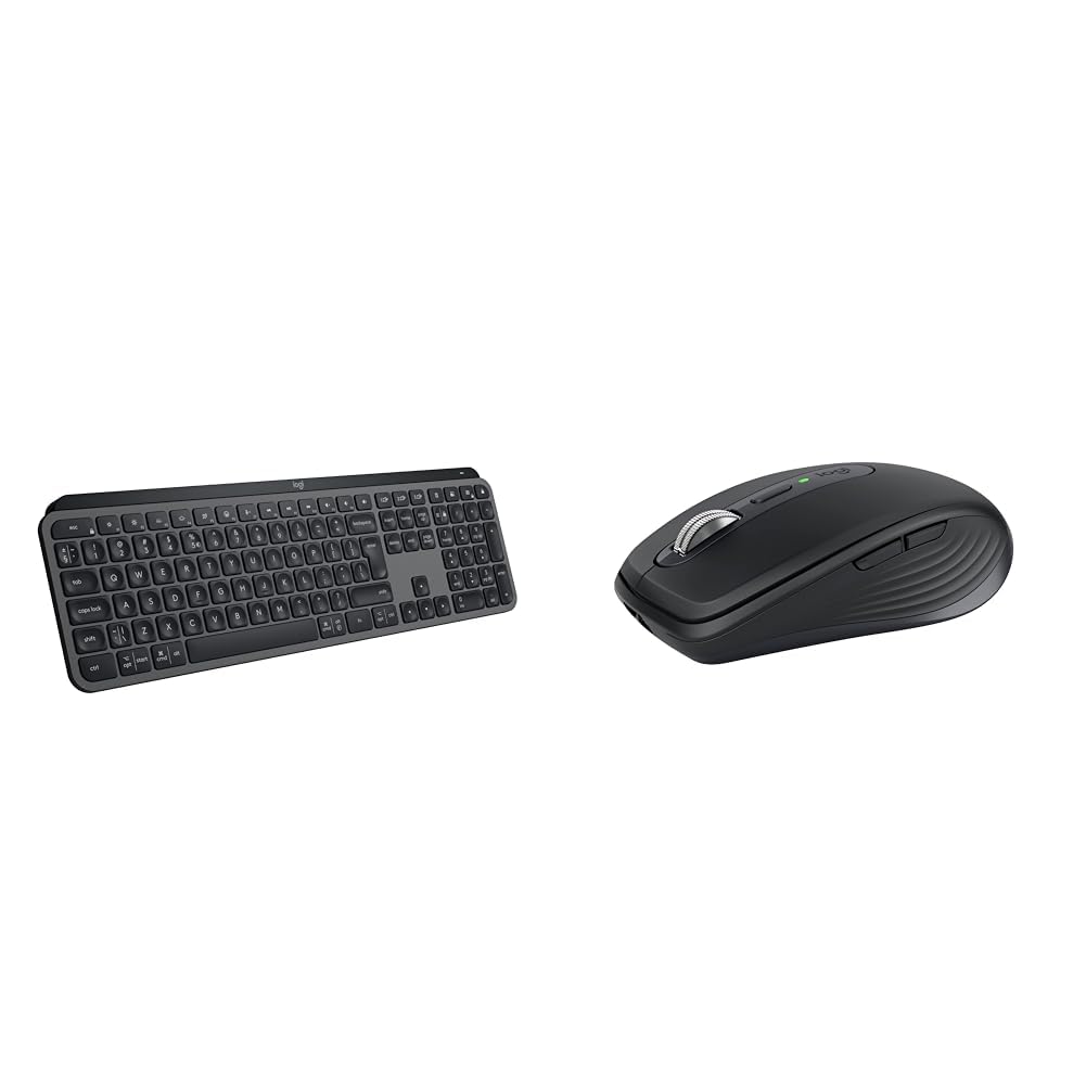 Logitech MX Keys S, Tastiera Wireless, Profilo Basso, Tasti Programmabili, Retroilluminazione & MX Anywhere 3S, Mouse Wireless Compatto, Scorrimento Veloce, Tracciamento 8K DPI