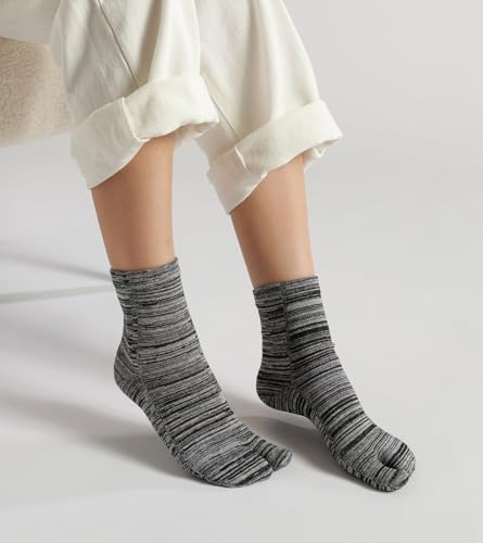 Image of Women's Solid 2 Toe Flip Flop Tabi Socks Geta Ankle Cotton 5 /6 Pairs