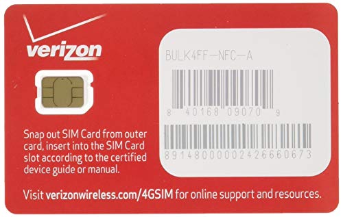 Verizon Wireless 4G LTE Nano SIM Card 4FF, Non-NFC, Only Compatible With iPhone (No Android)