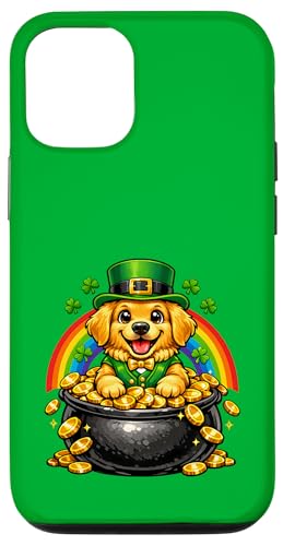 Happy Leprechaun Golden Retriever �Â����S�S�[���f�����g���o�[���v���R�[�� �X�}�z�P�[�X iPhone 12/12 Pro �p