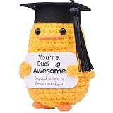 Mwmoeen Pocket Hug Positive Ente Doktorhut Studentenhut, Positive Duck Strickwolle Ente Bachelor Hut, Emotionale Unterstützung Enten Geschenke Absolvent Party-Dekoration Geschenke für Absolventen